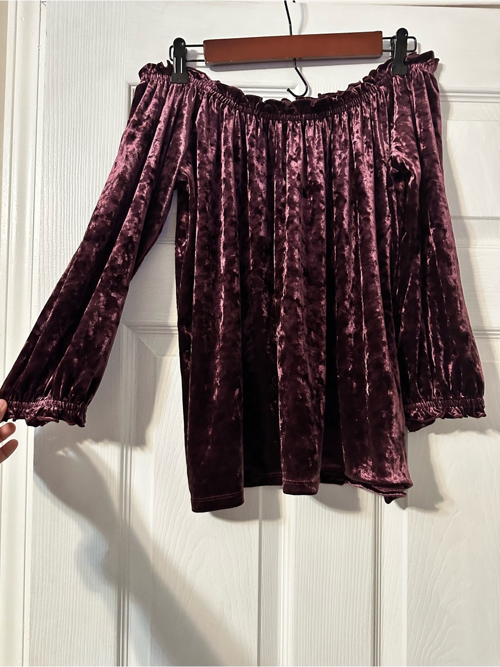 GAP Plum Velvet Off-Shoulder Blouse